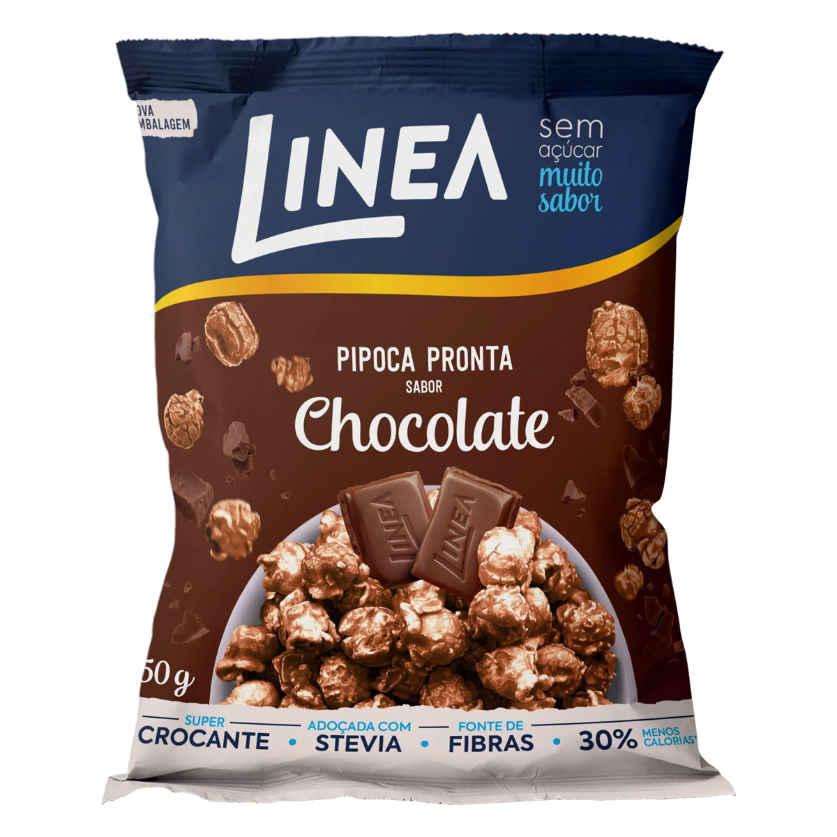 Pipoca Pronta Chocolate Zero Açúcar Linea Pacote 50g