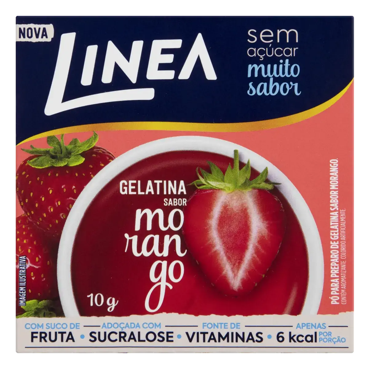 Gelatina Pó Morango Zero Açúcar Linea Caixa 10g