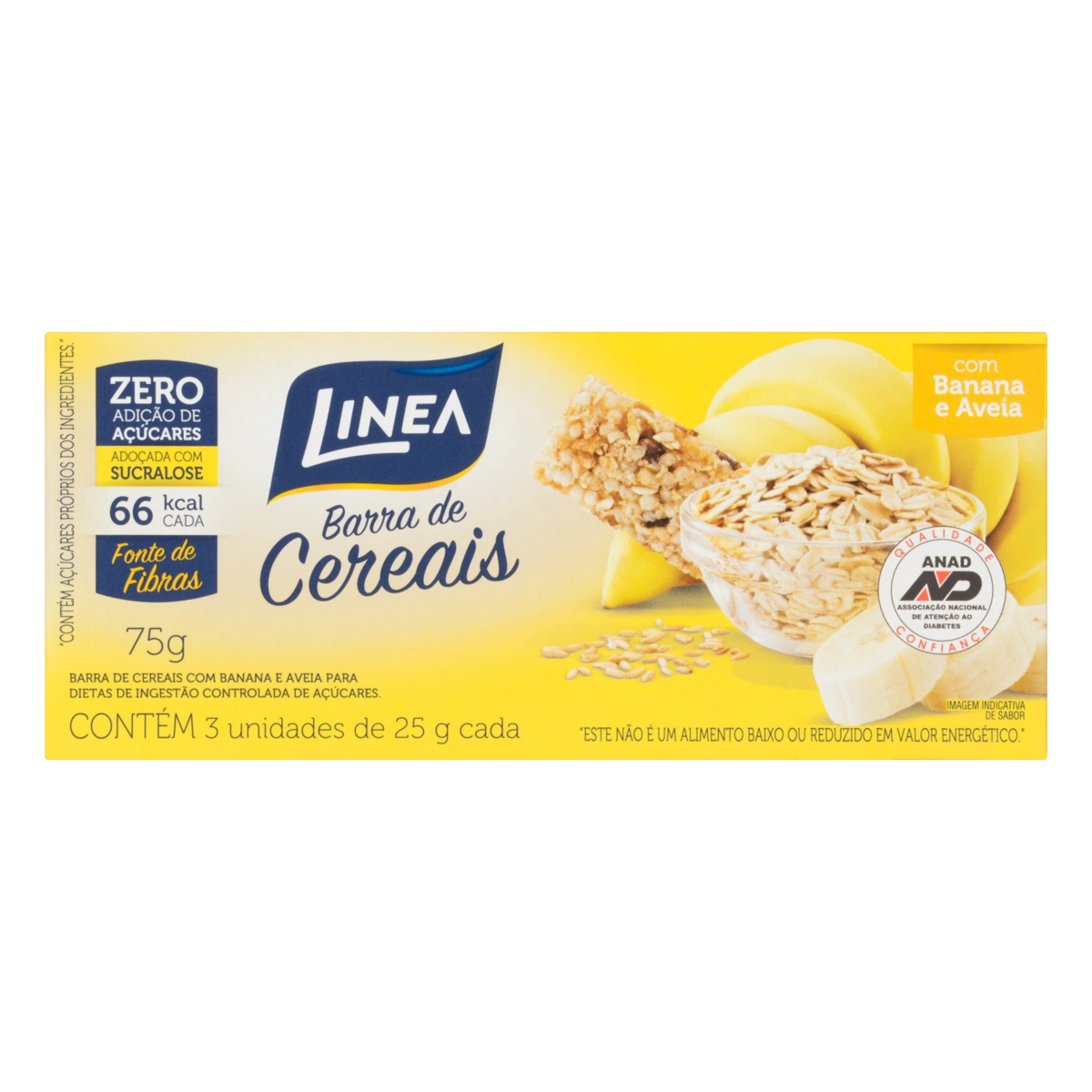 Pack Barra De Cereal Banana E Aveia Linea Pacote 75g 3 Unidades