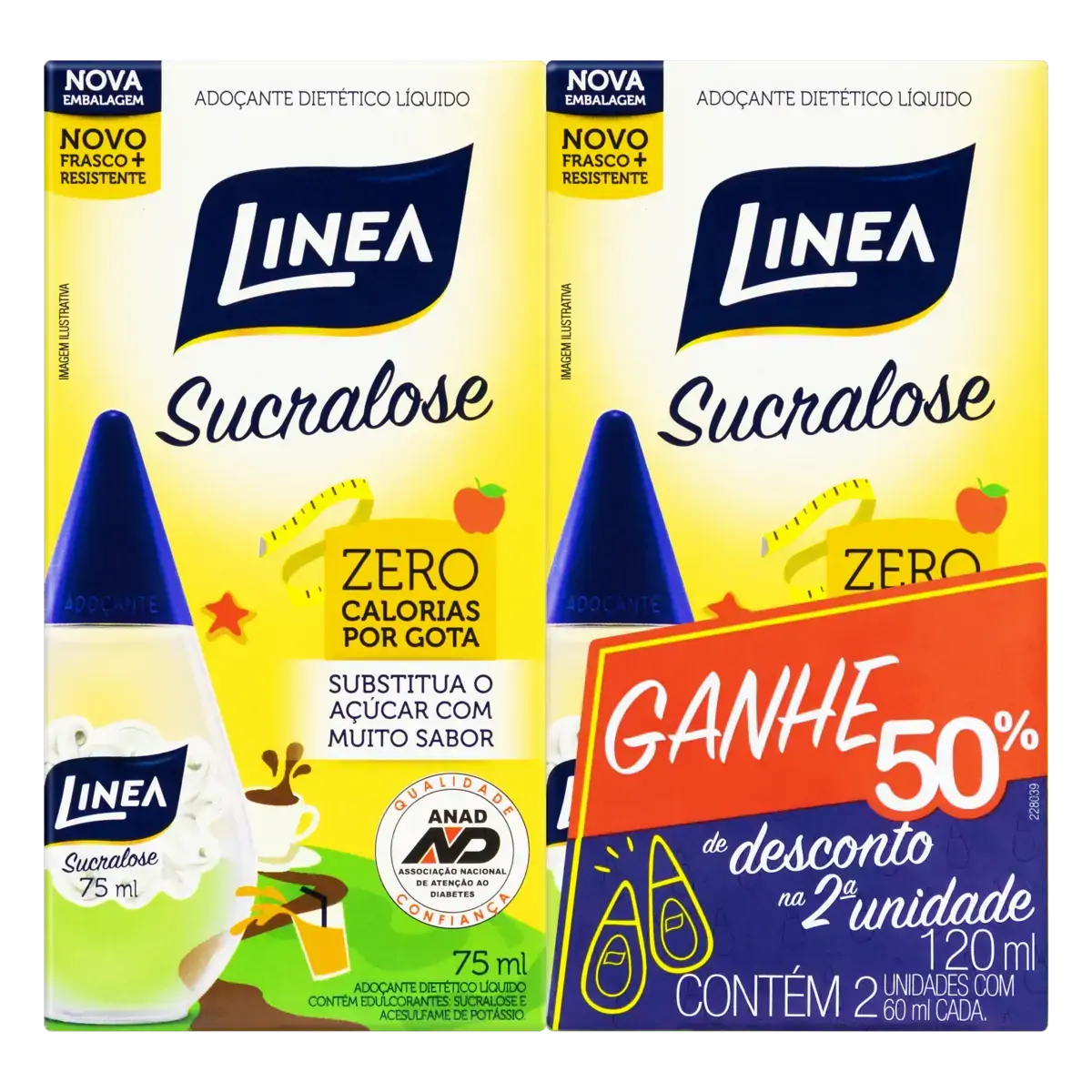 Pack Adoçante Líquido Sucralose Linea Caixa 150ml 2 Unidades Grátis 50 De Desconto Na 2 Unidade