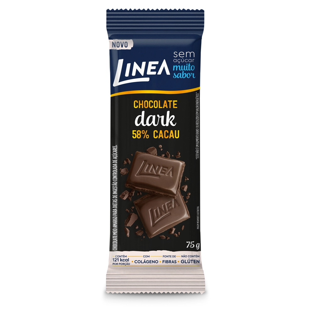 Chocolate Dark 58 Cacau Zero Açúcar Linea Pacote 75g
