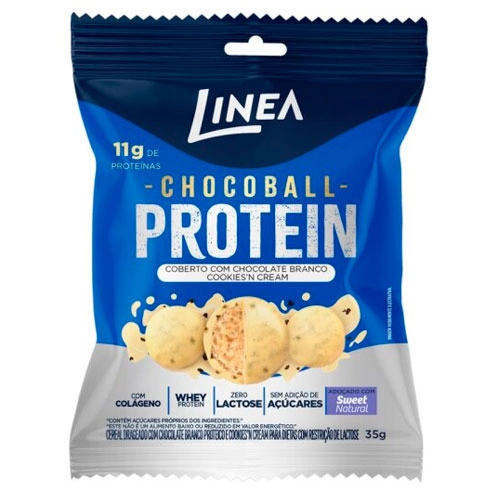 Confeito De Chocolate Branco Cobertura Cookiesn Cream Zero Lactose Linea Chocoball Protein Pacote 35