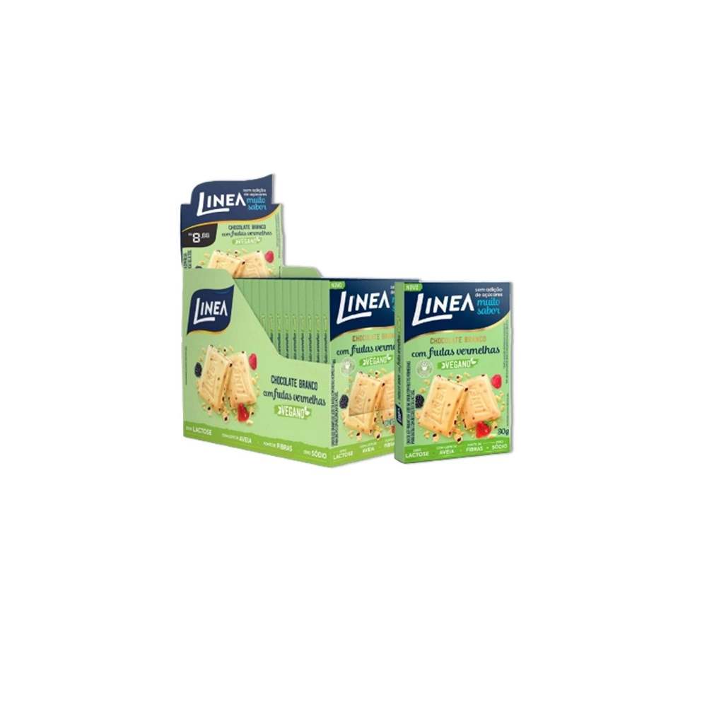 Chocolate Vegano Branco Com Frutas Vermelhas Linea Caixa 30g