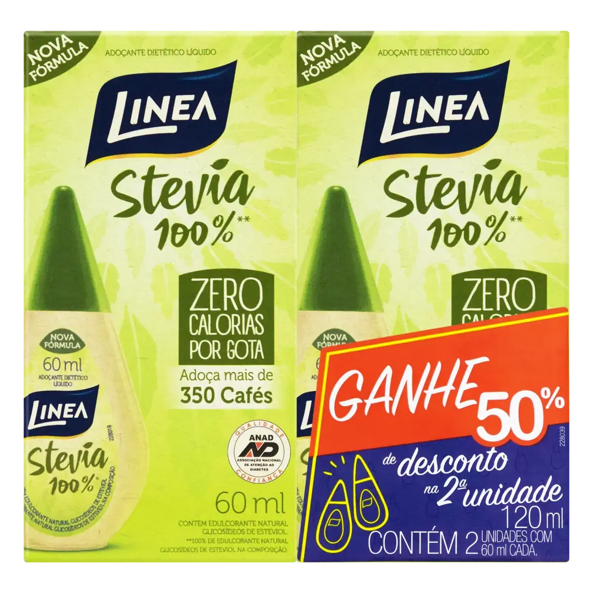 Pack Adoçante Líquido Stevia Linea Caixa 120ml 2 Unidades Grátis 50 De Desconto Na 2 Unidade
