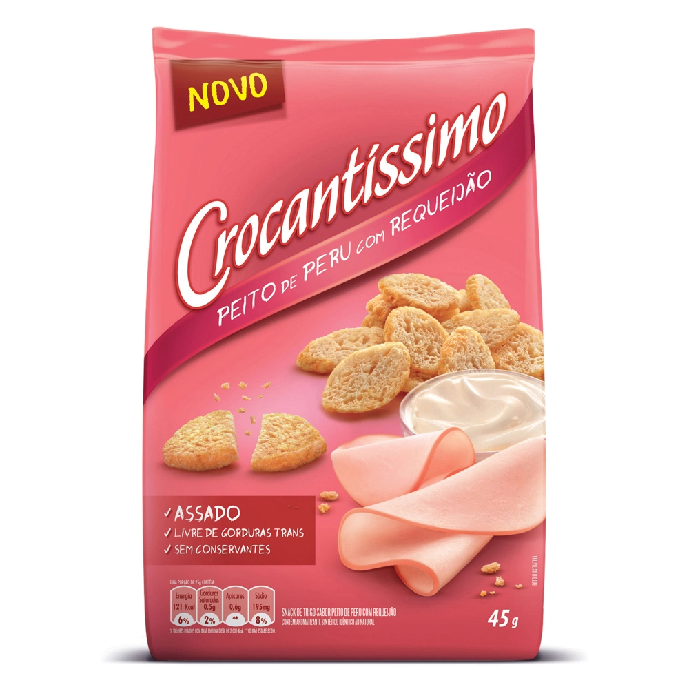 Snack De Trigo Assado Peito De Peru Com Requeijão Crocantíssimo Original Pacote 40g