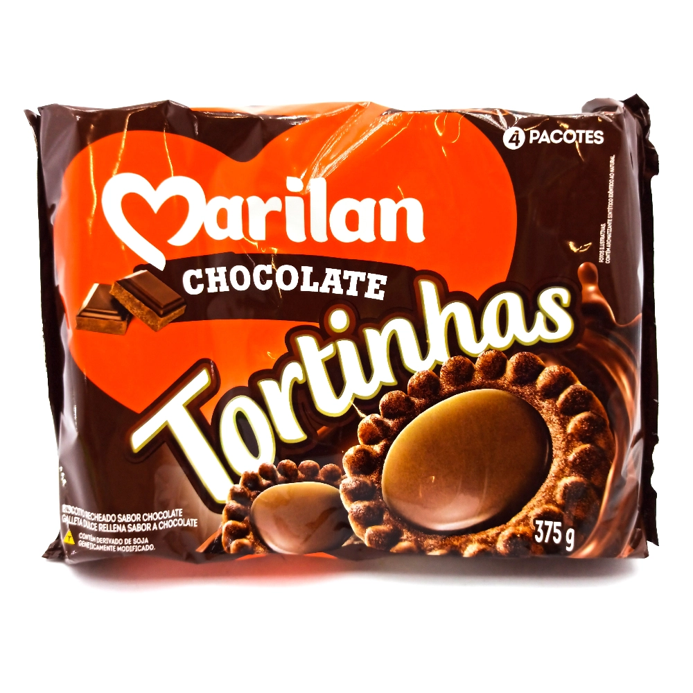 Biscoito Recheio Chocolate Marilan Tortinhas Pacote 375g