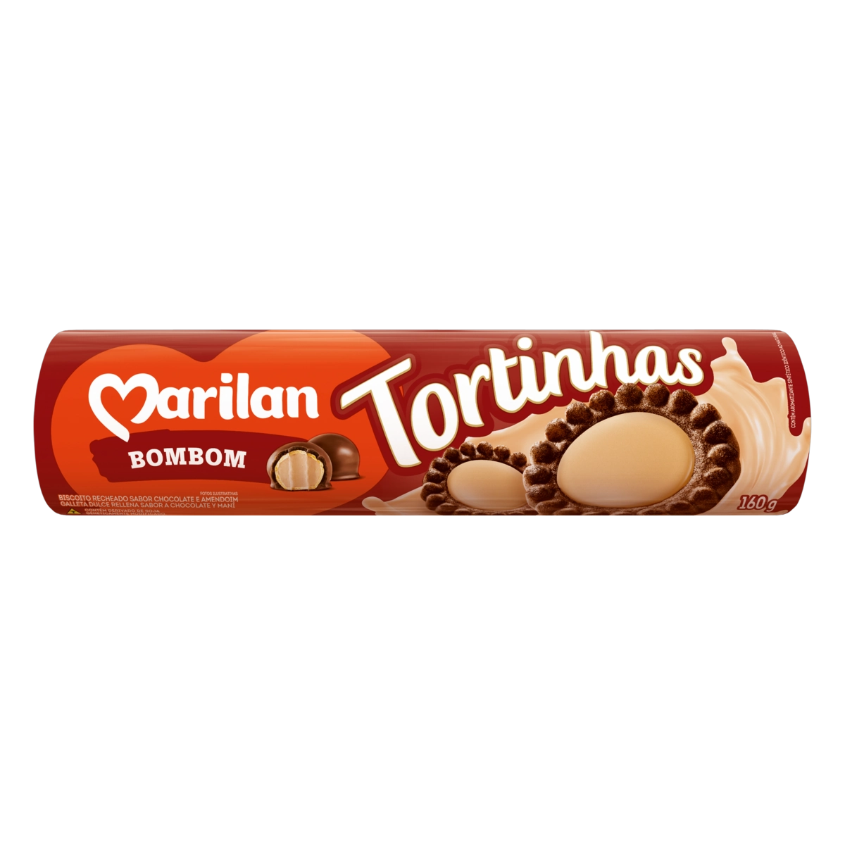 Biscoito Recheio Bombom Marilan Tortinhas Pacote 160g