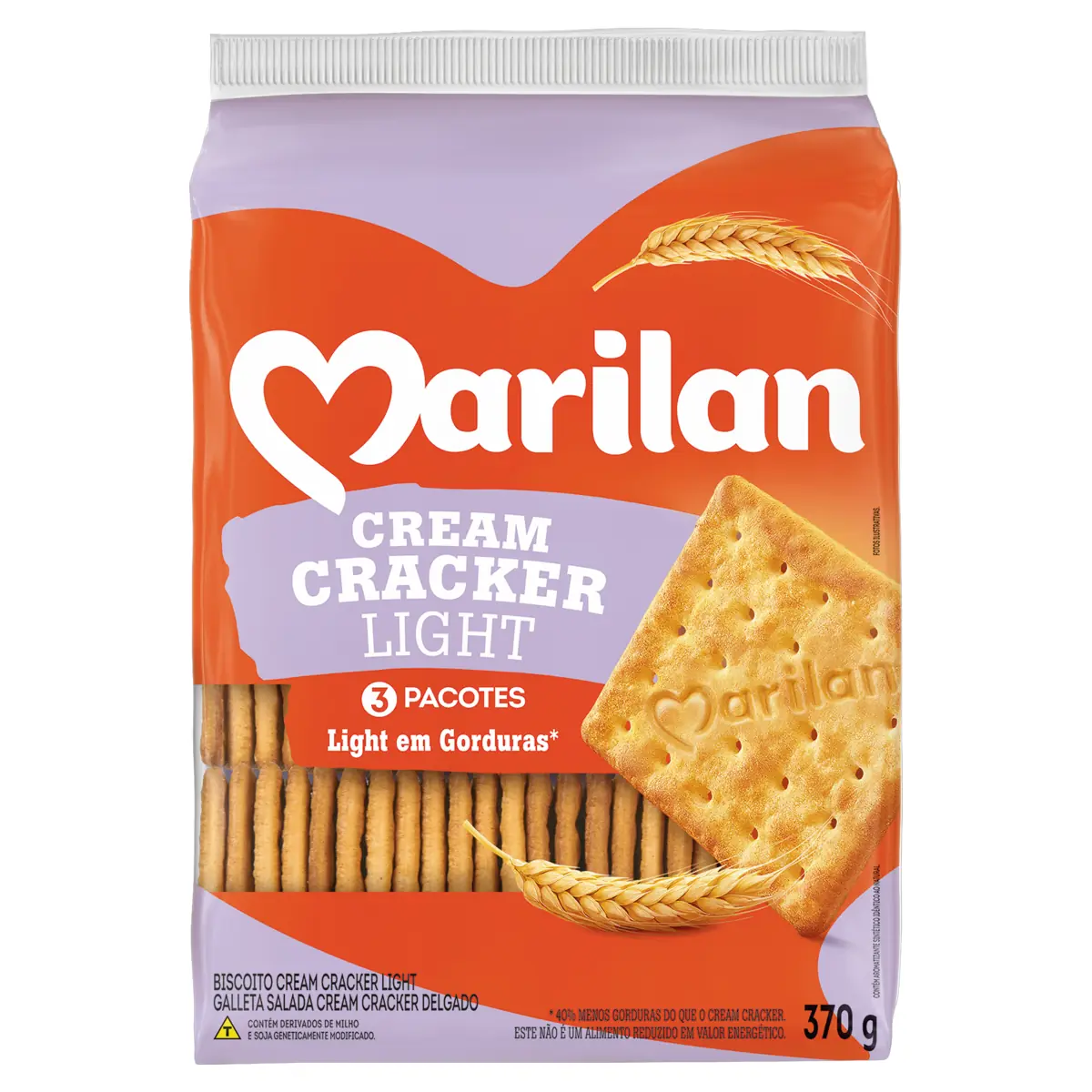 Biscoito Cream Cracker Light Marilan Pacote 370g