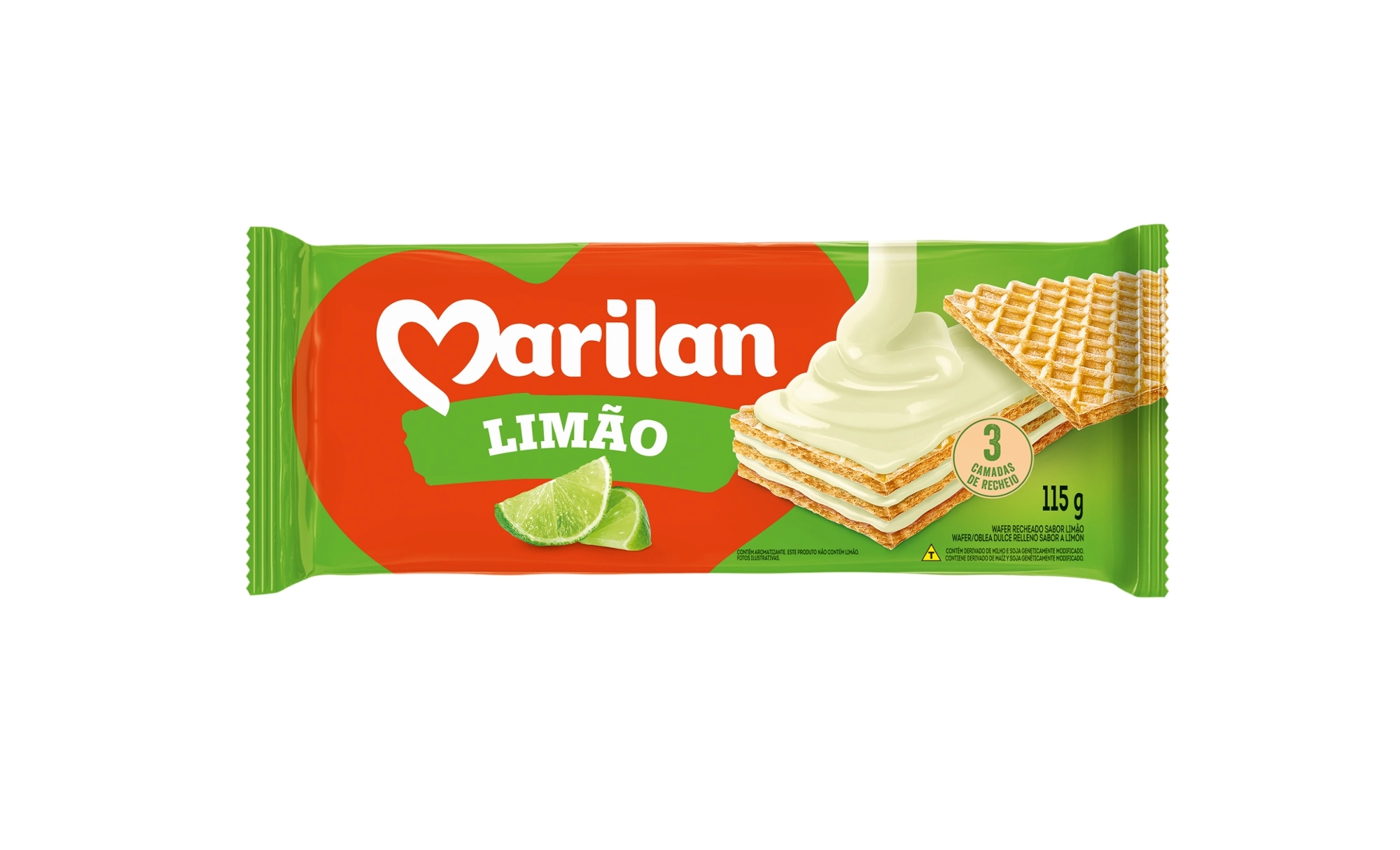 Biscoito Wafer Recheio Limão Marilan Pacote 115g