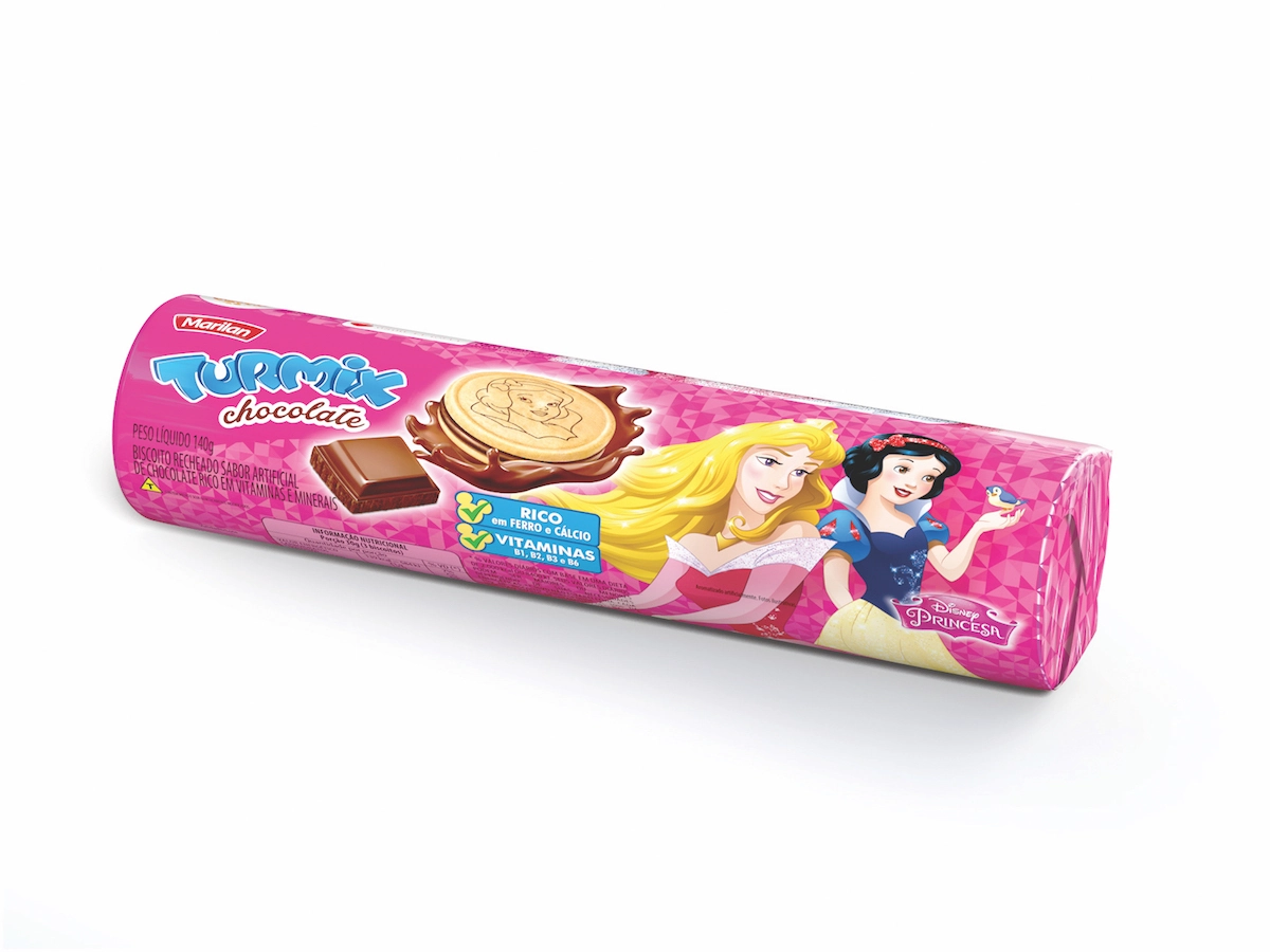 Biscoito Recheio Chocolate Disney Princesa Marilan Pacote 140g