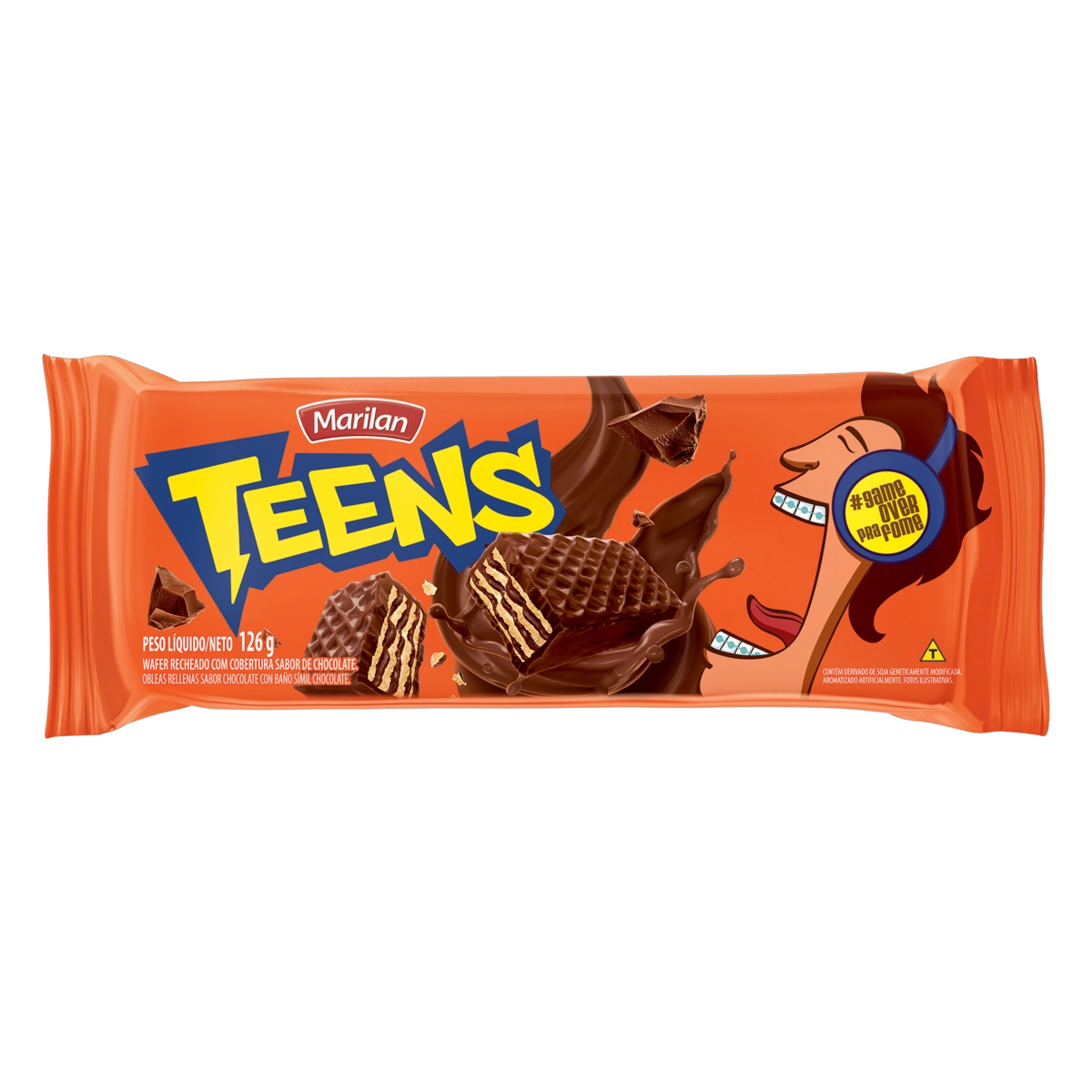 Wafer Cobertura Chocolate Marilan Teens Pacote 126g