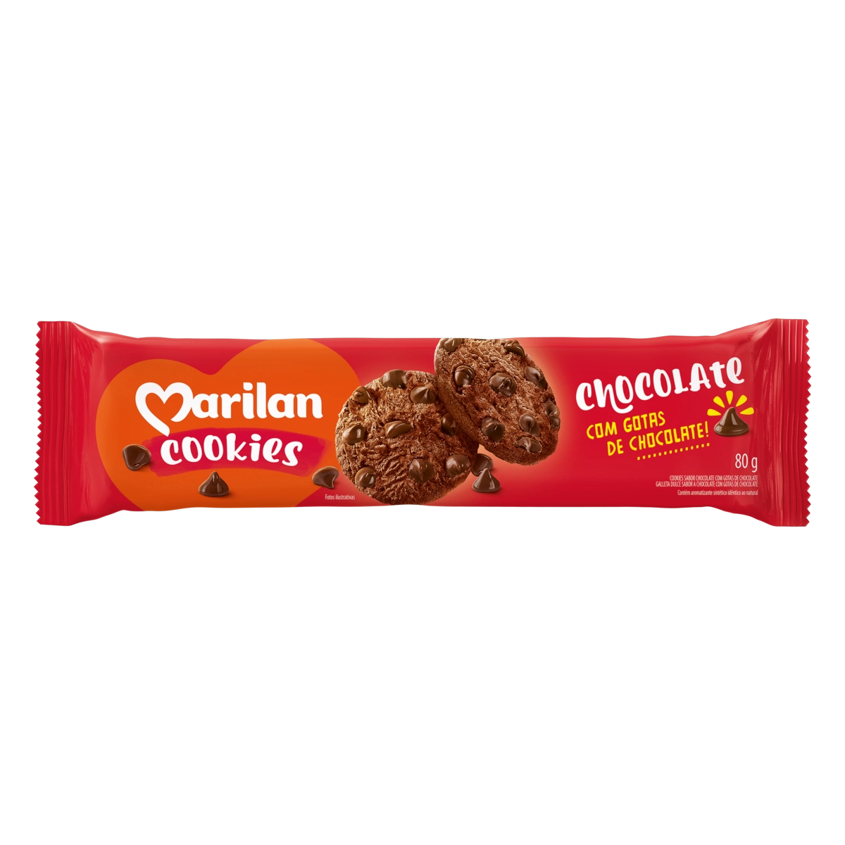 Biscoito Cookie Chocolate Com Gotas De Chocolate Marilan Pacote 80g