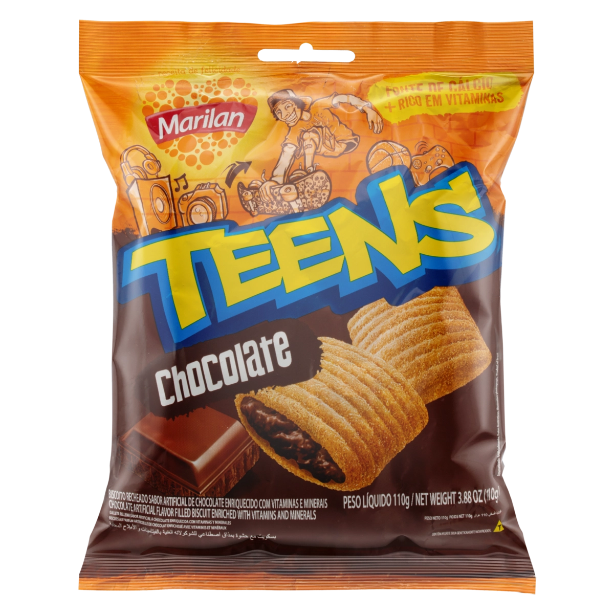Biscoito Com Recheio De Chocolate Marilan Teens Pacote 110g