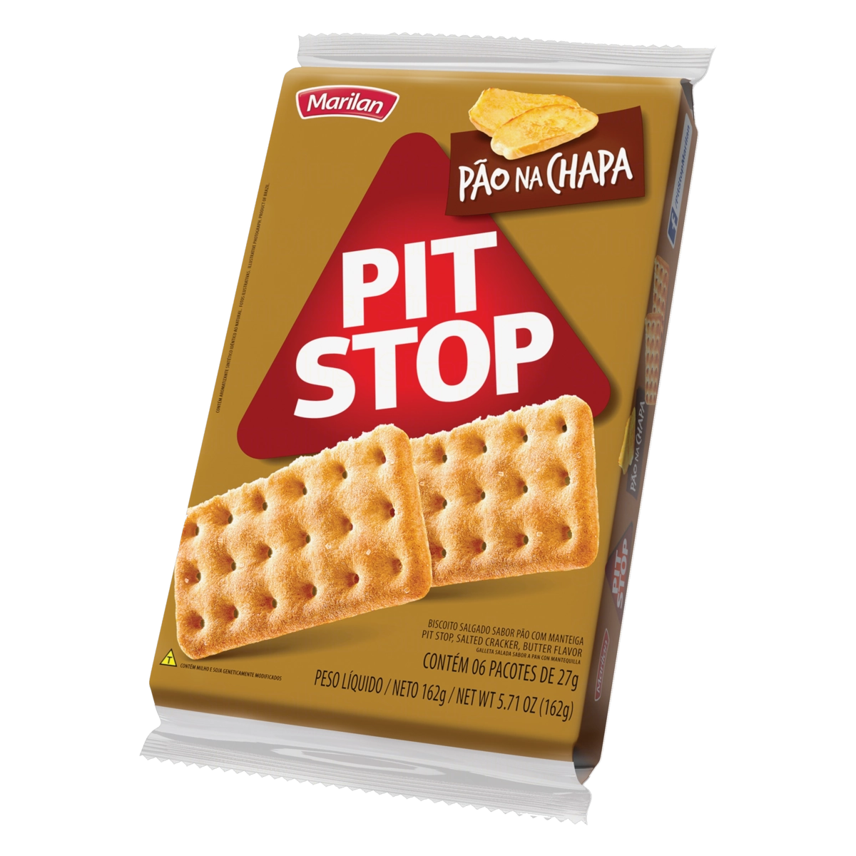 Pack Biscoito Pão Na Chapa Marilan Pit Stop Pacote 162g 6 Unidades