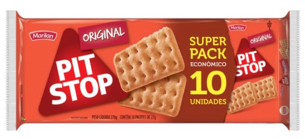 Pack Biscoito Original Marilan Pit Stop Pacote 270g 10 Unidades Super Econômico