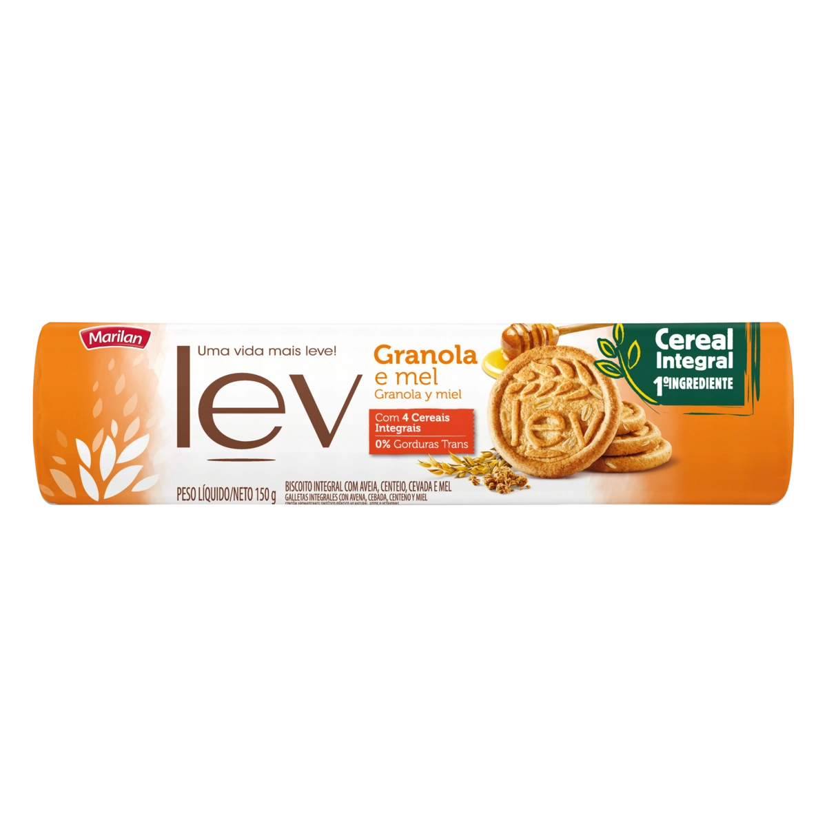 Biscoito Integral Granola E Mel Marilan Lev Pacote 150g