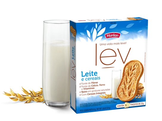 Biscoito Integral Leite E Cereais Marilan Lev Caixa 81g 3 Unidades