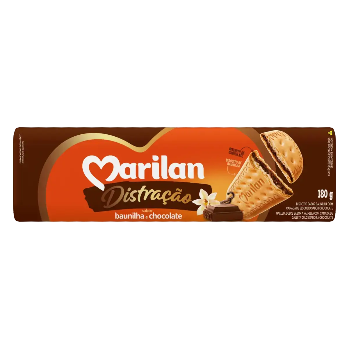 Biscoito Baunilha E Chocolate Marilan Distração Pacote 180g