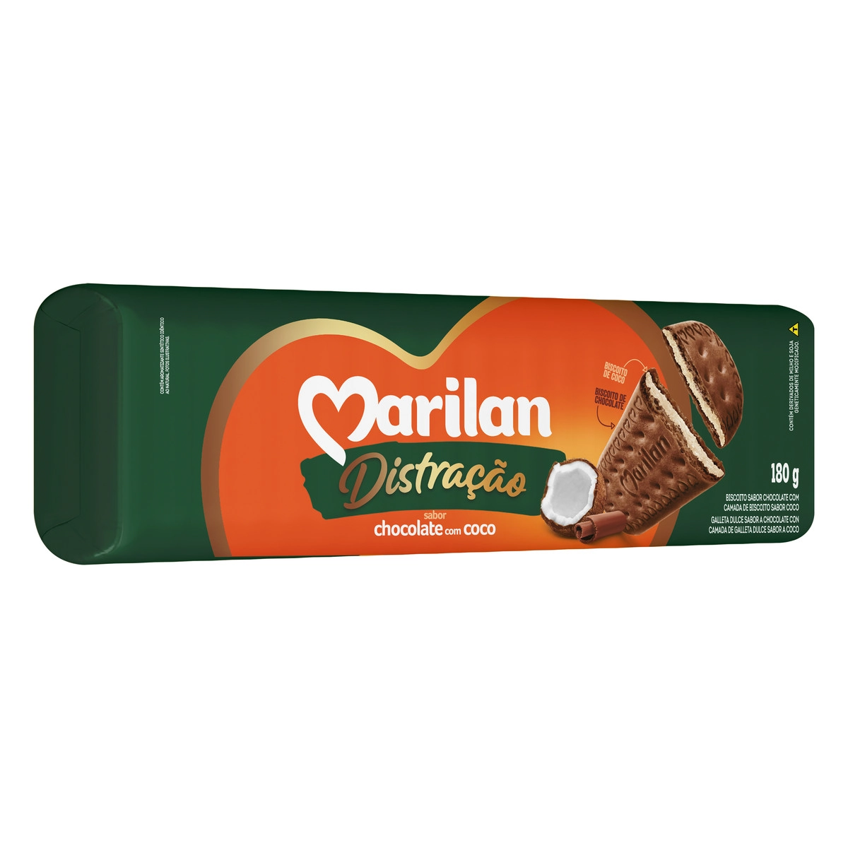 Biscoito Chocolate Com Coco Marilan Distração Pacote 180g