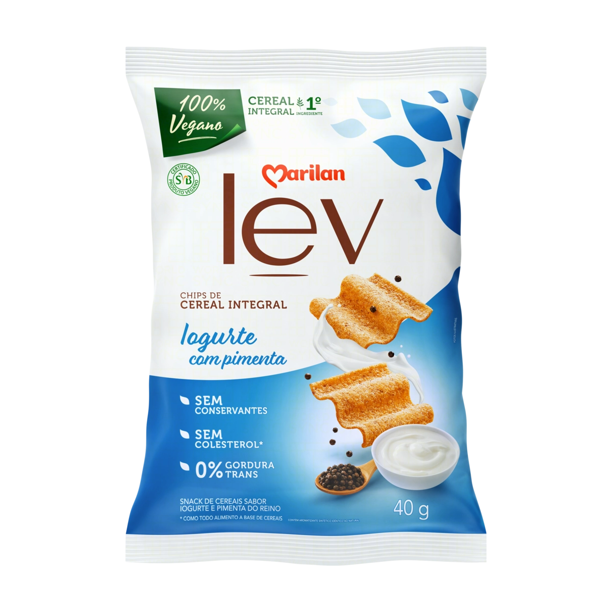 Chips De Cereais Integral Iogurte Com Pimenta Marilan Lev Pacote 40g