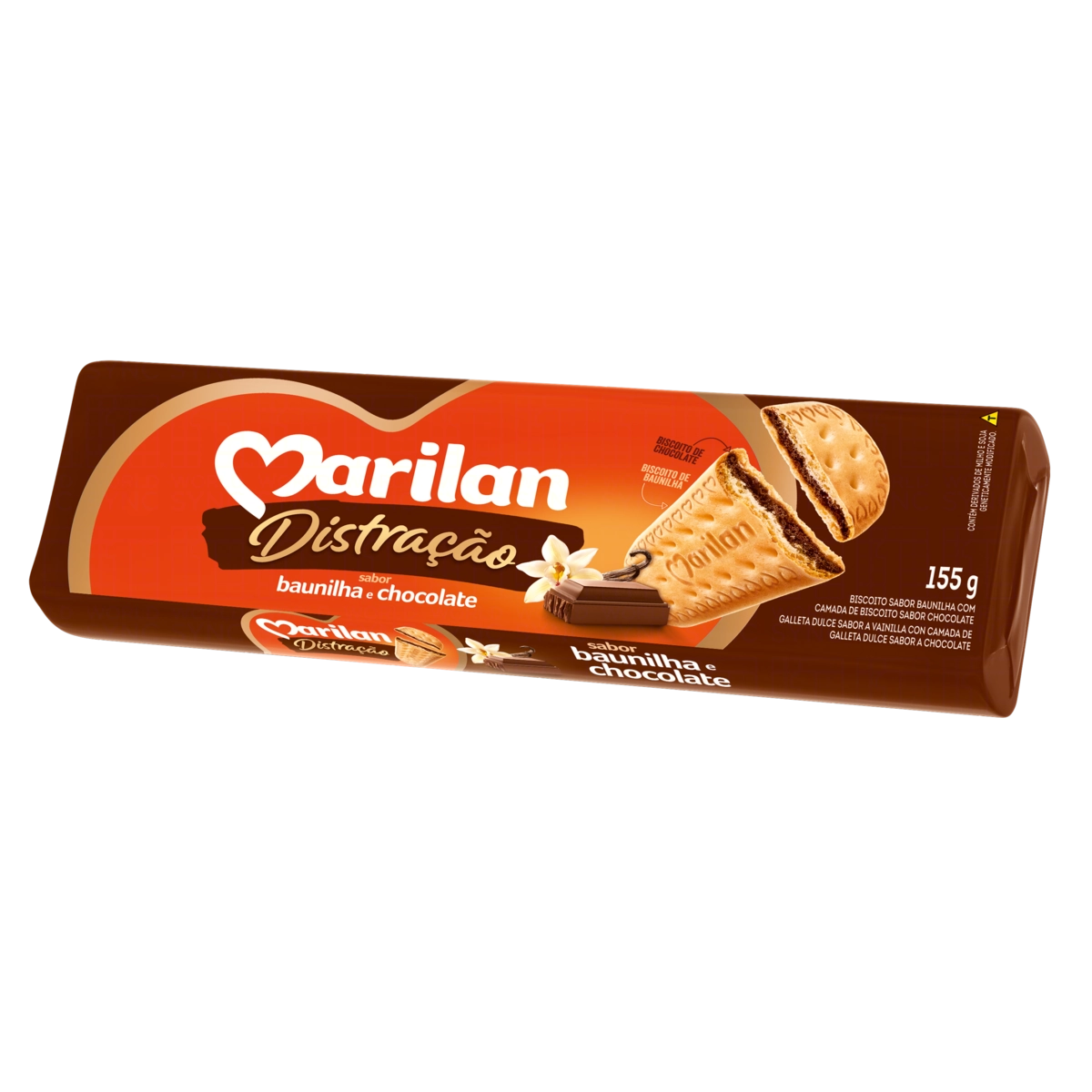 Biscoito Baunilha E Chocolate Marilan Distração Pacote 155g