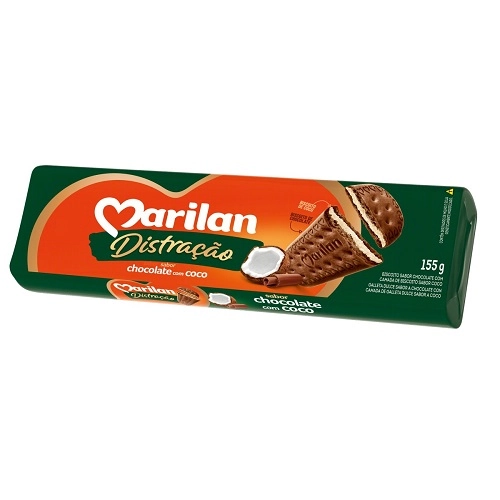 Biscoito Chocolate Com Coco Marilan Distração Pacote 155g