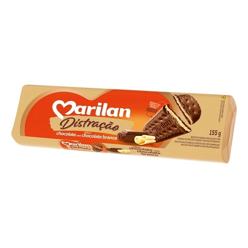Biscoito Chocolate Com Chocolate Branco Marilan Distração Pacote 155g