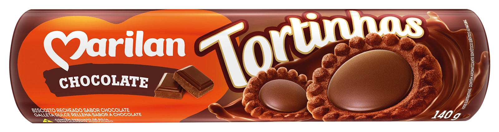 Biscoito Recheio Chocolate Marilan Tortinhas Pacote 140g