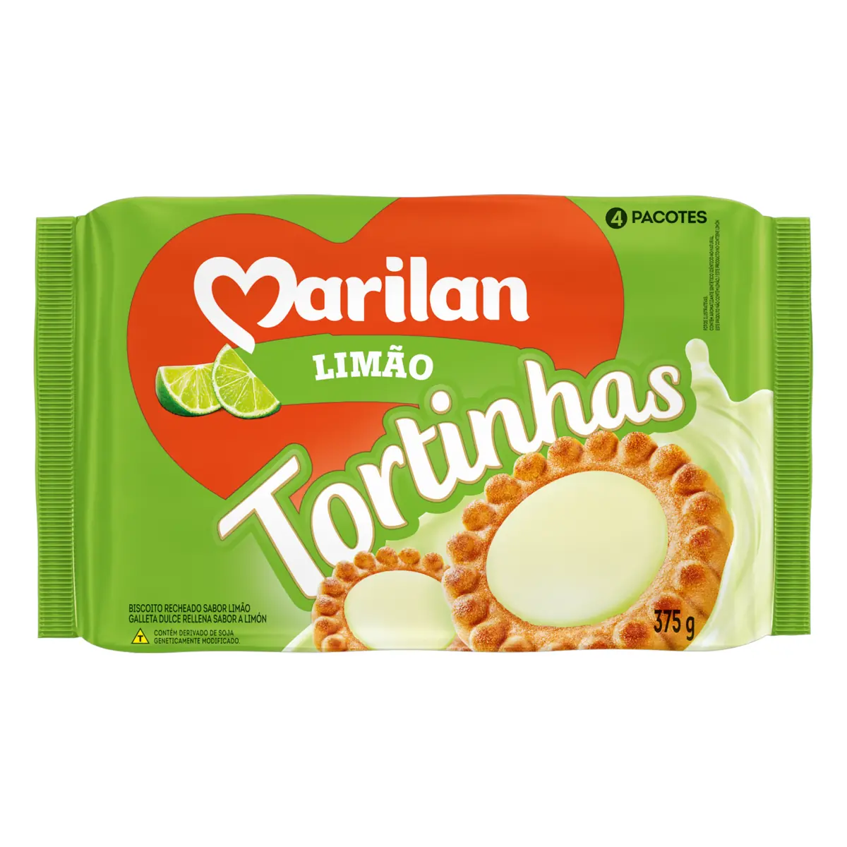 Biscoito Recheio Limão Marilan Tortinhas Pacote 300g