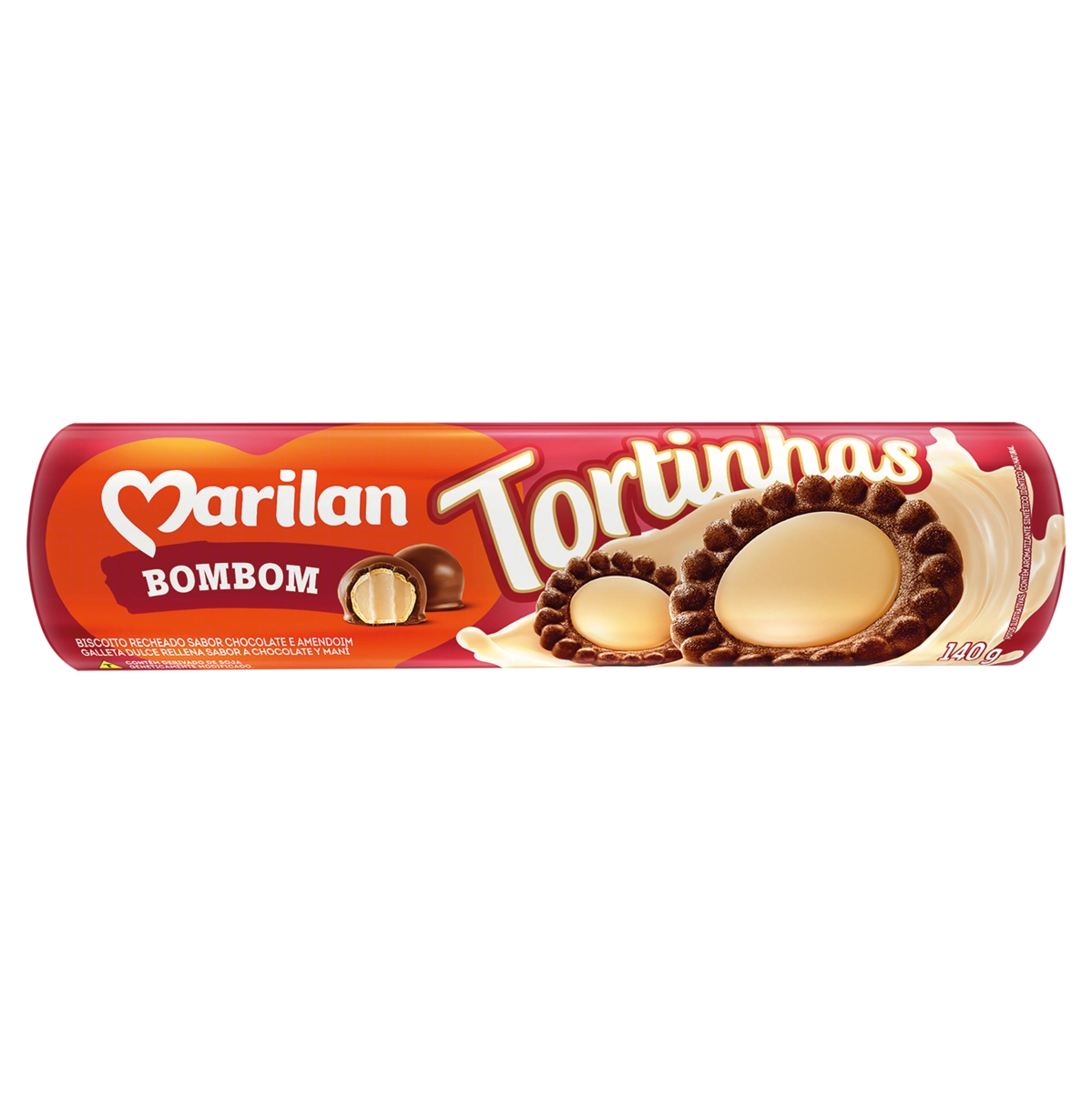 Biscoito Recheio Bombom Marilan Tortinhas Pacote 140g
