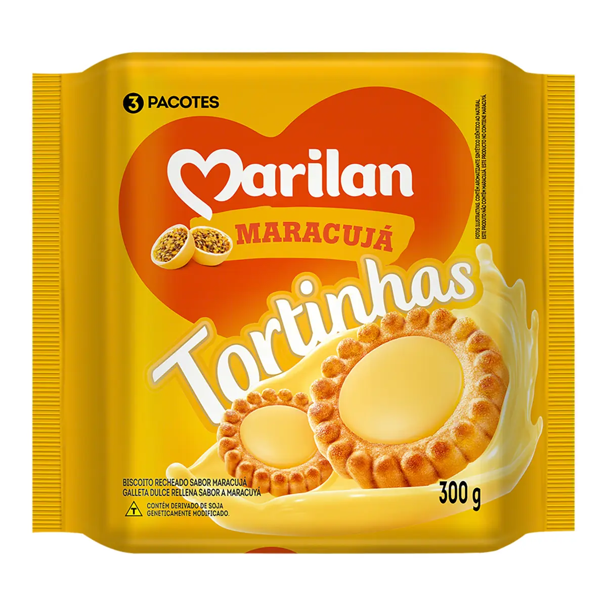 Biscoito Recheio Maracujá Marilan Tortinhas Pacote 300g
