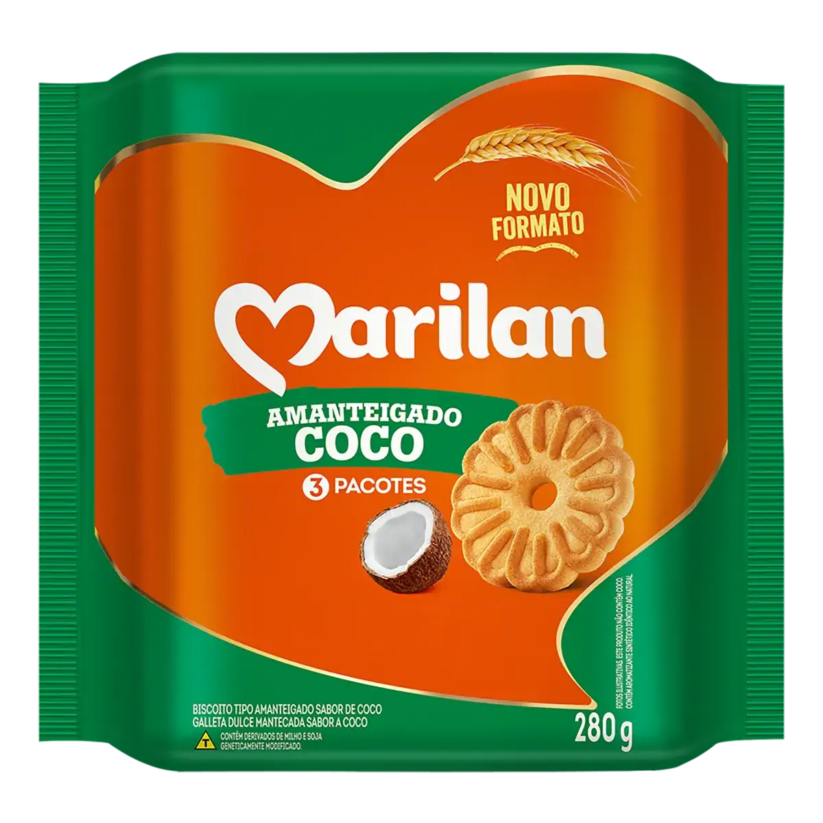 Biscoito Amanteigado Coco Marilan Pacote 280g
