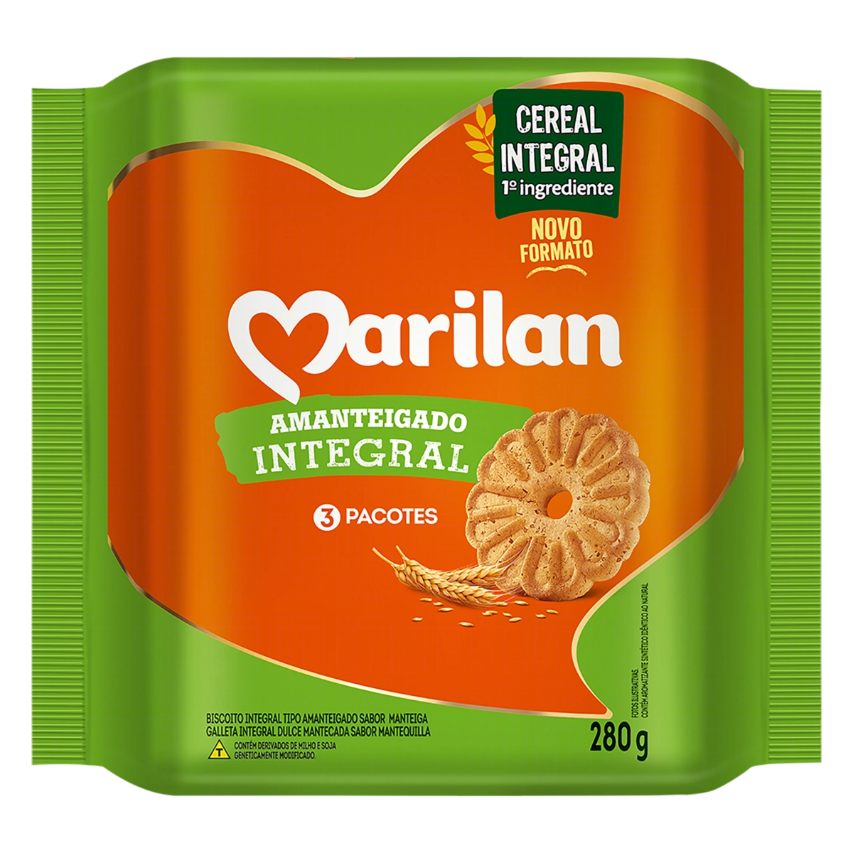 Biscoito Amanteigado Integral Marilan Pacote 280g