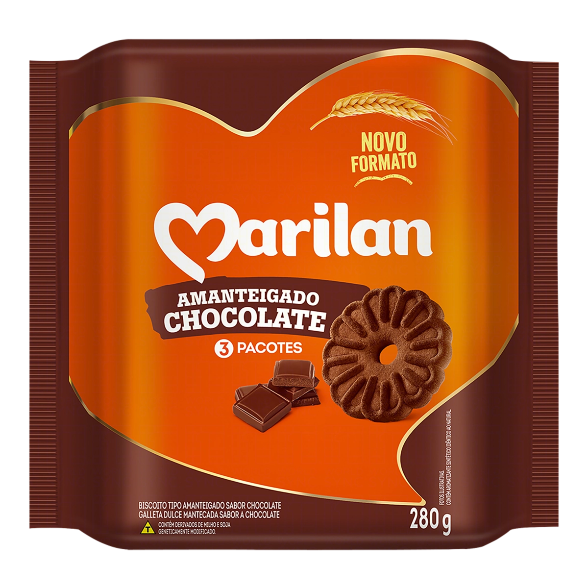 Biscoito Amanteigado Chocolate Marilan Pacote 280g