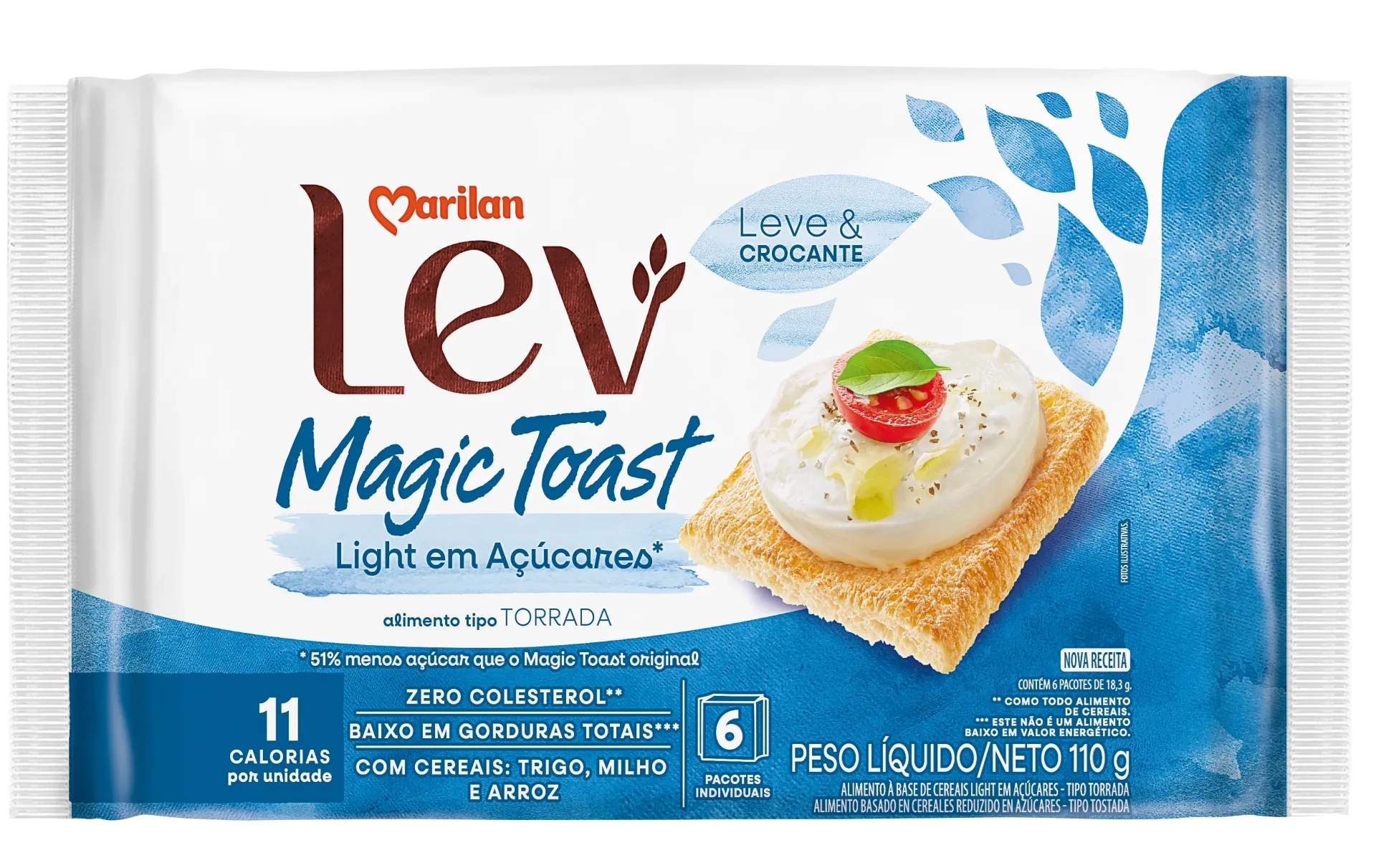 Torrada Light Marilan Lev Magic Toast Pacote 110g 6 Unidades
