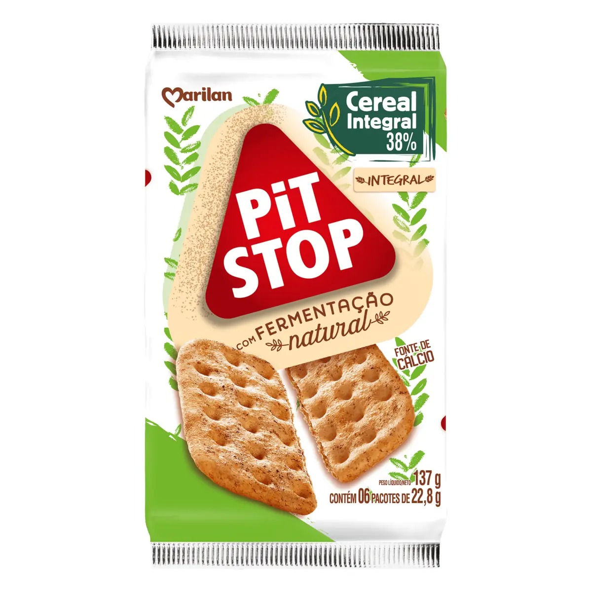 Pack Biscoito Integral Marilan Pit Stop Pacote 137g 6 Unidades