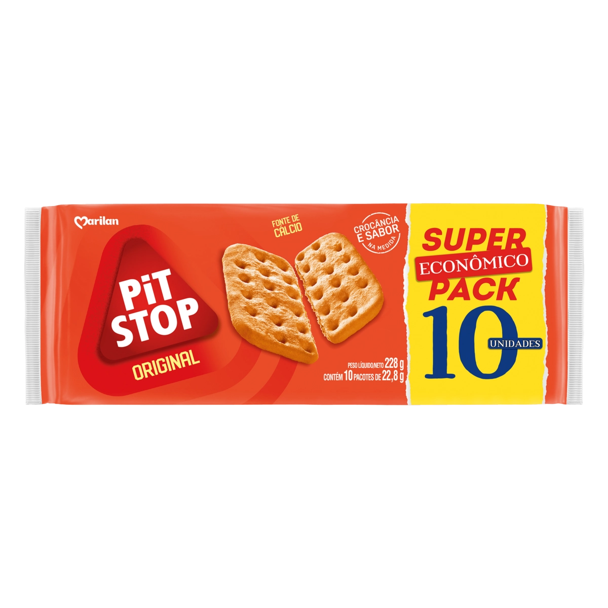 Pack Biscoito Original Marilan Pit Stop Pacote 228g 10 Unidades
