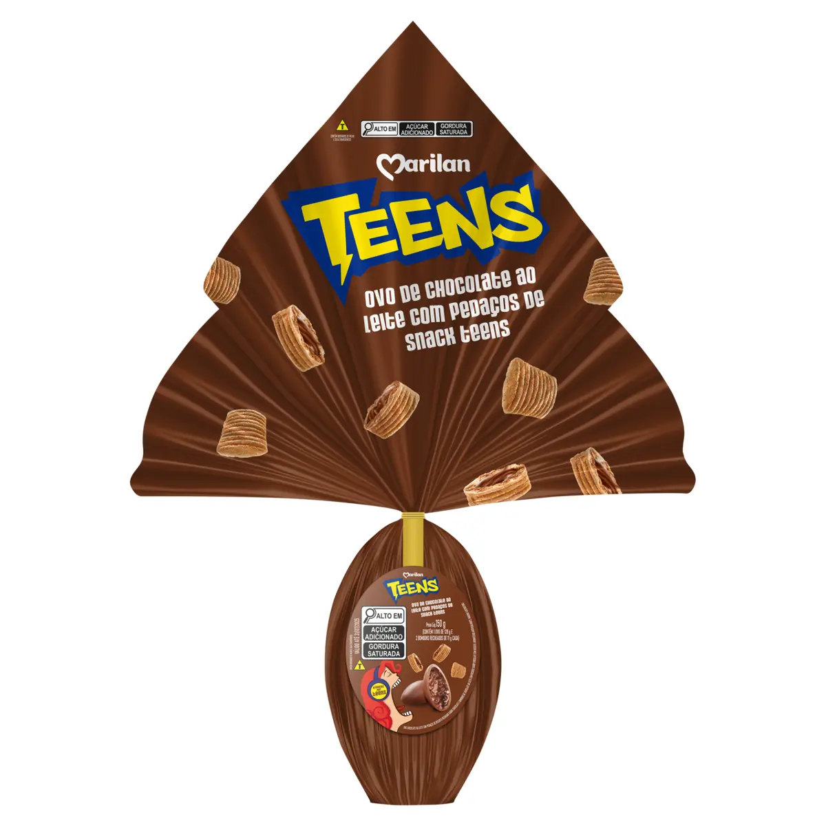 Ovo De Páscoa Ao Leite Com Pedaços De Snack Marilan Teens 150g