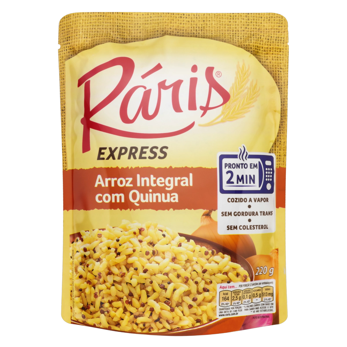 Arroz Cozido No Vapor Com Quinoa Integral Ráris Express Sachê 220g