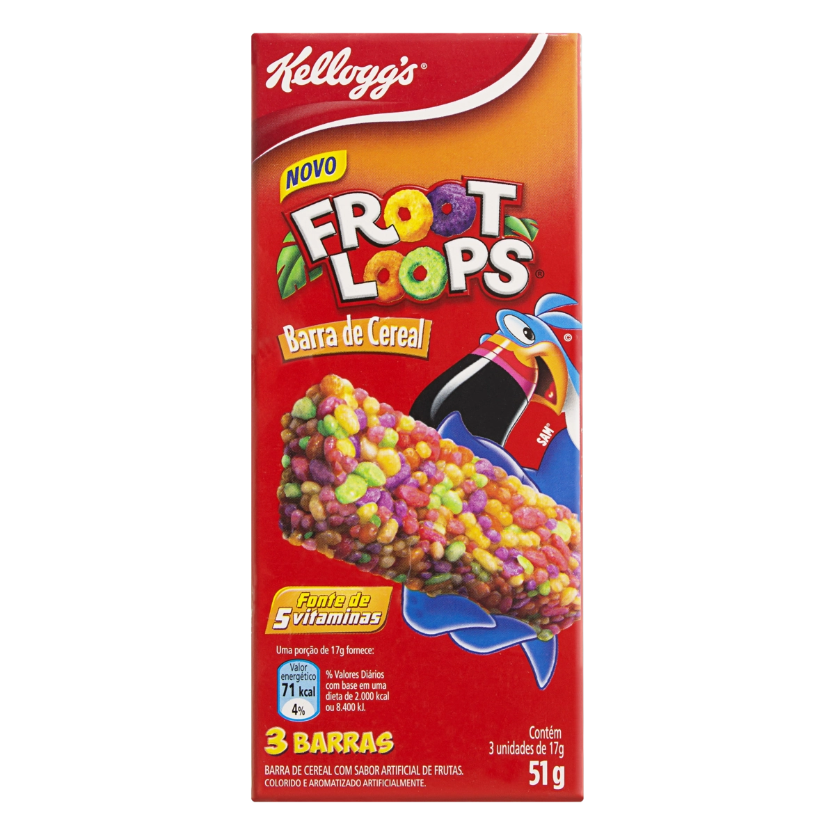 Pack Barra De Cereal Frutas Kelloggs Froot Loops Caixa 51g 3 Unidades