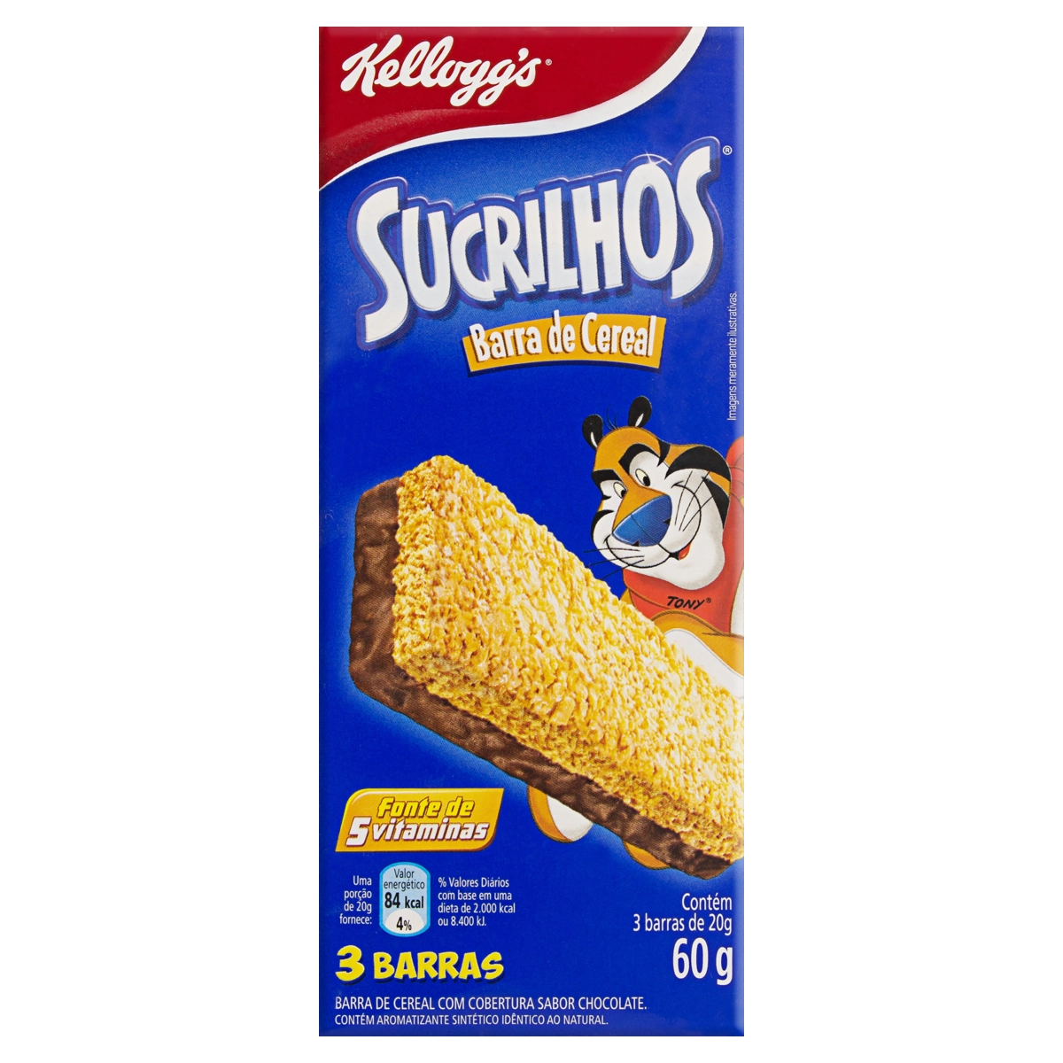 Pack Barra De Cereal Cobertura Chocolate Kelloggs Sucrilhos Caixa 60g 3 Unidades