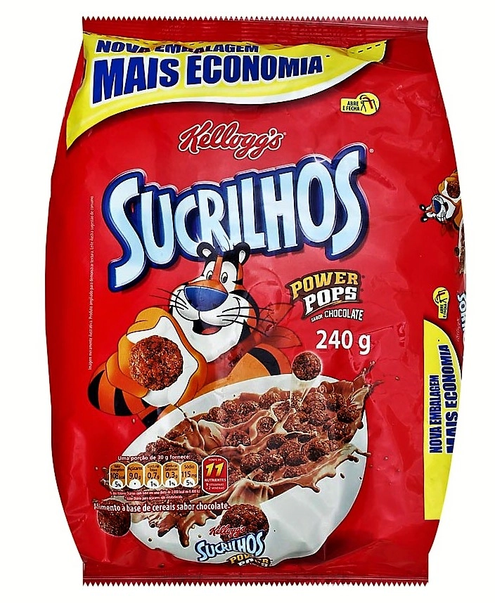 Cereal Matinal Chocolate Kelloggs Sucrilhos Power Pops Pacote 240g Mais Economia