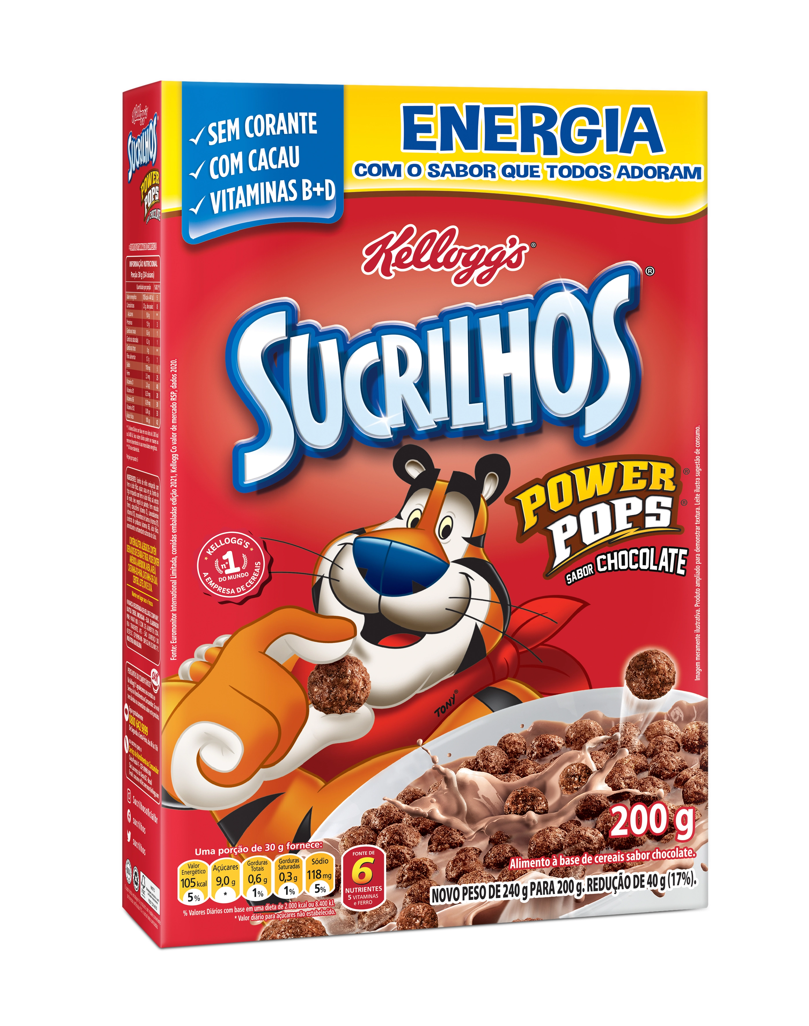 Cereal Matinal Chocolate Kelloggs Sucrilhos Power Pops Caixa 200g