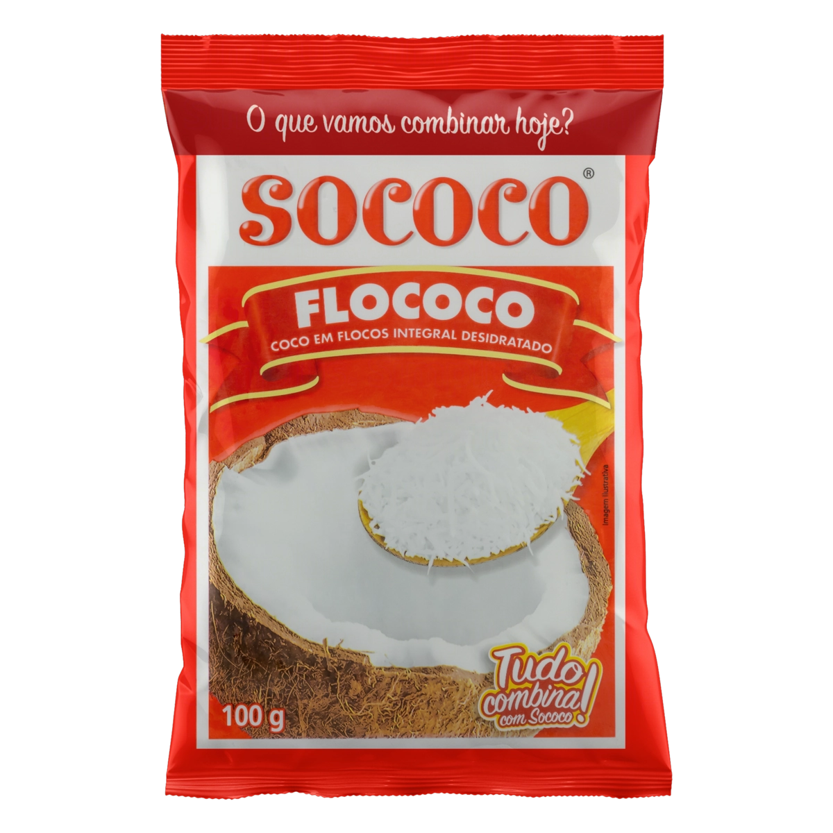 Coco Ralado Desidratado Em Flocos Sococo Flococo Pacote 100g