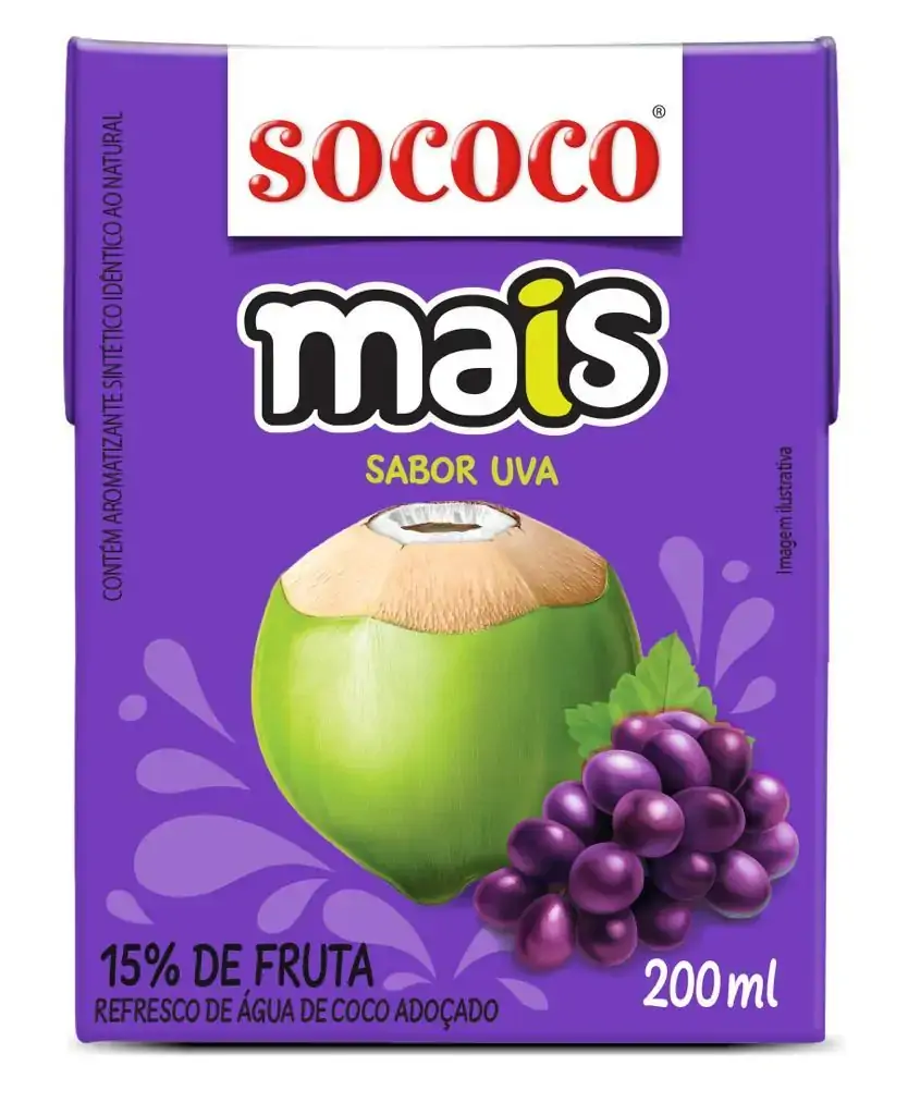 água De Coco Uva Sococo Mais Caixa 200ml
