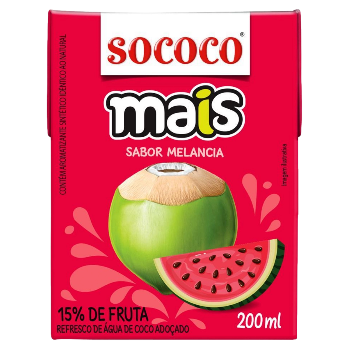 água De Coco Melancia Sococo Mais Caixa 200ml