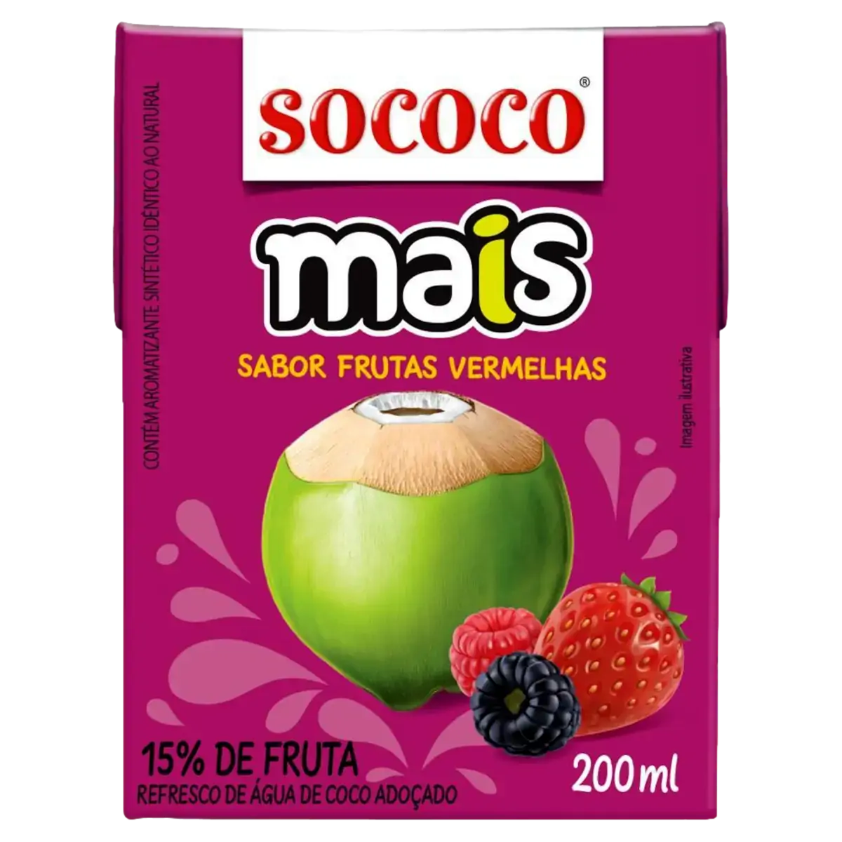 água De Coco Frutas Vermelhas Sococo Mais Caixa 200ml