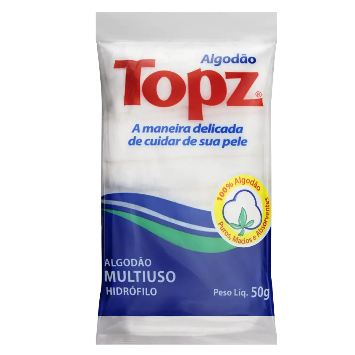 Algodão Hidrófilo Multiuso Topz Pacote 50g