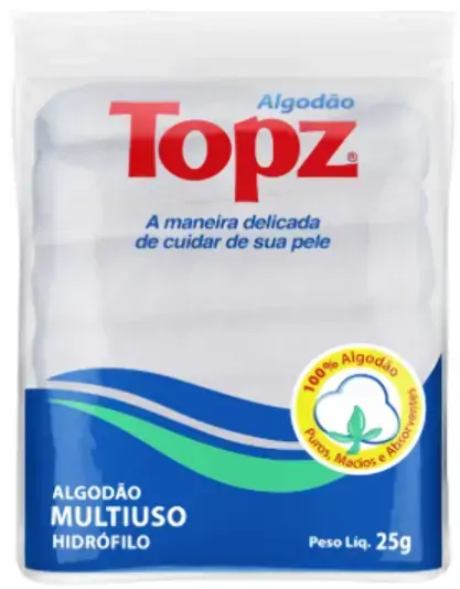 Algodão Hidrófilo Multiuso Topz Pacote 25g