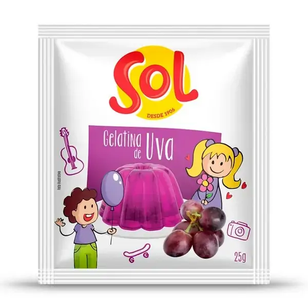 Gelatina Pó Uva Sol Pacote 25g